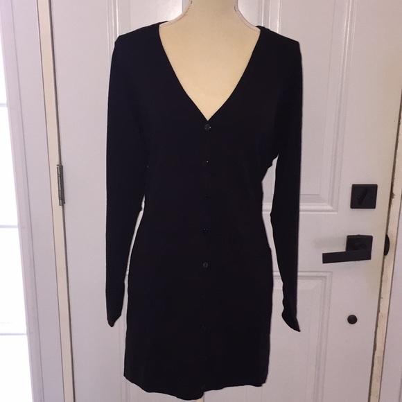 Yest Yaella Ladies Black Long Button Front Cardigan Sweater 80482B Size 14 NWT - Picture 2 of 12
